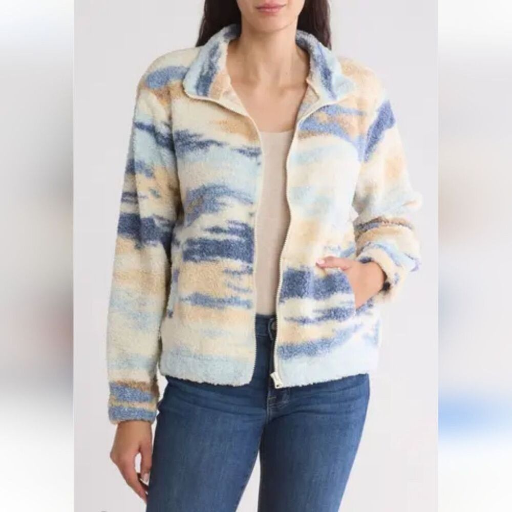 NWT Lucky Brand Patterned High Pile Fleece Jacket Size XL